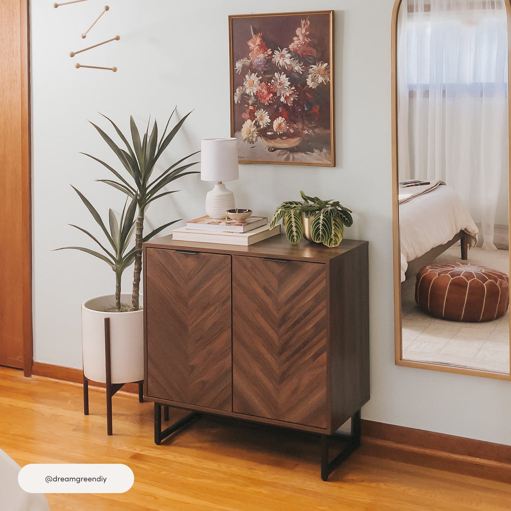 Wood 2-Door Storage Cabinet Walnut