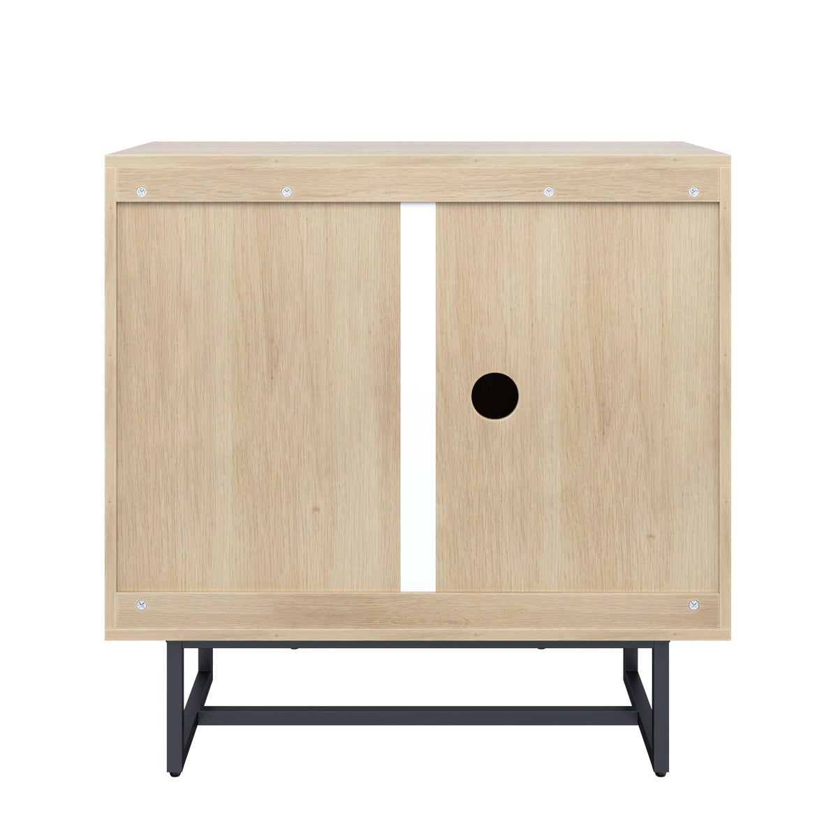 Wood & Rattan Storage Cabinet Light Oak