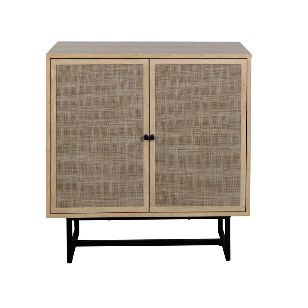 Wood & Rattan Storage Cabinet Light Oak