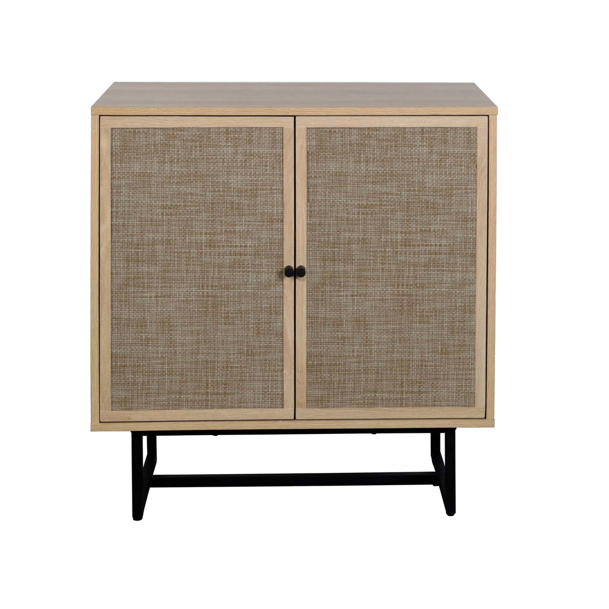 Wood & Rattan Storage Cabinet Light Oak