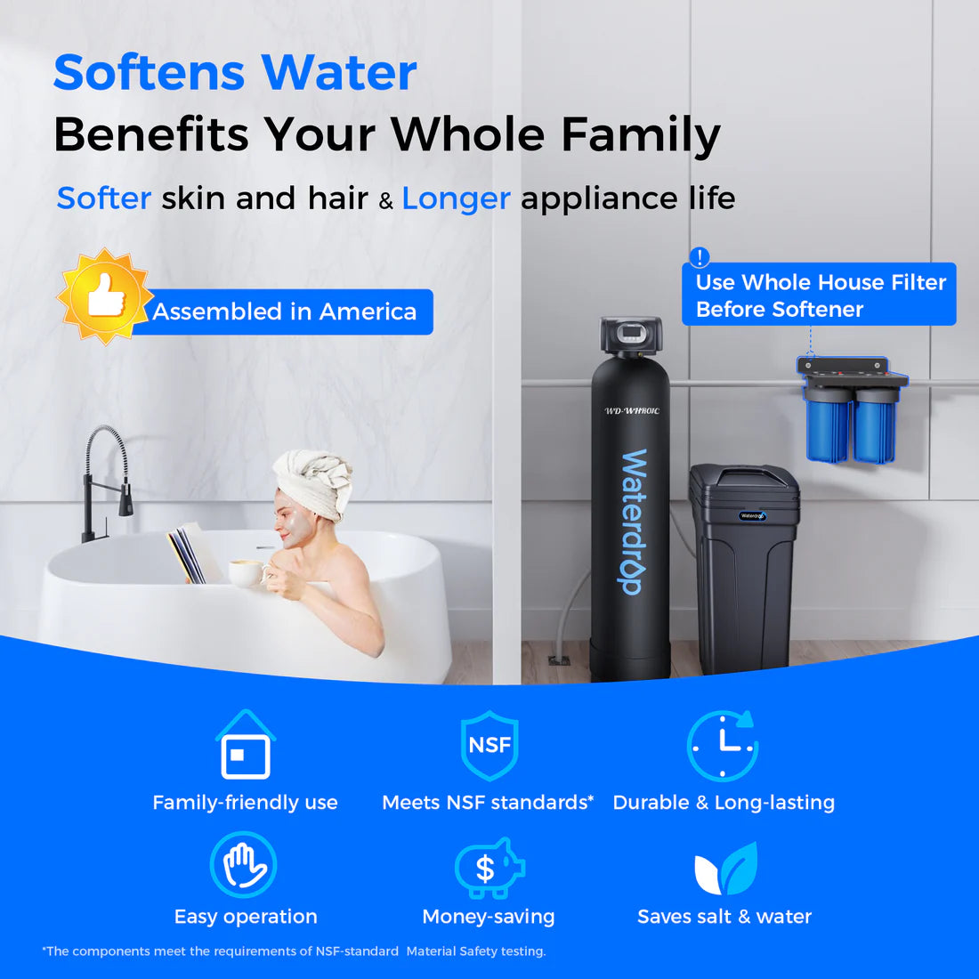 Waterdrop WHR01 Water Softener System, 32000 Grains WHR01A
