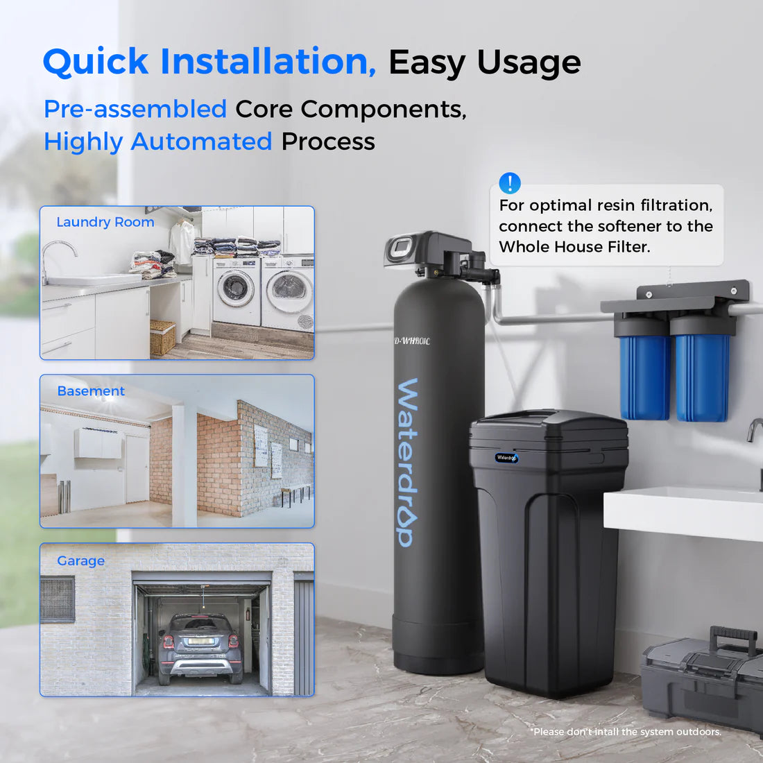 Waterdrop WHR01 Water Softener System, 32000 Grains WHR01A